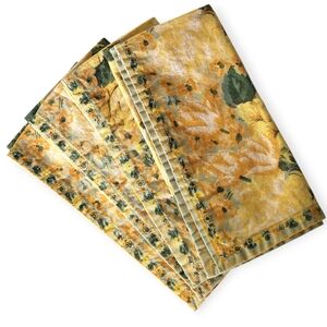 NWT Vintage APRIL CORNELL Yellow Floral Napkins, Set of 4